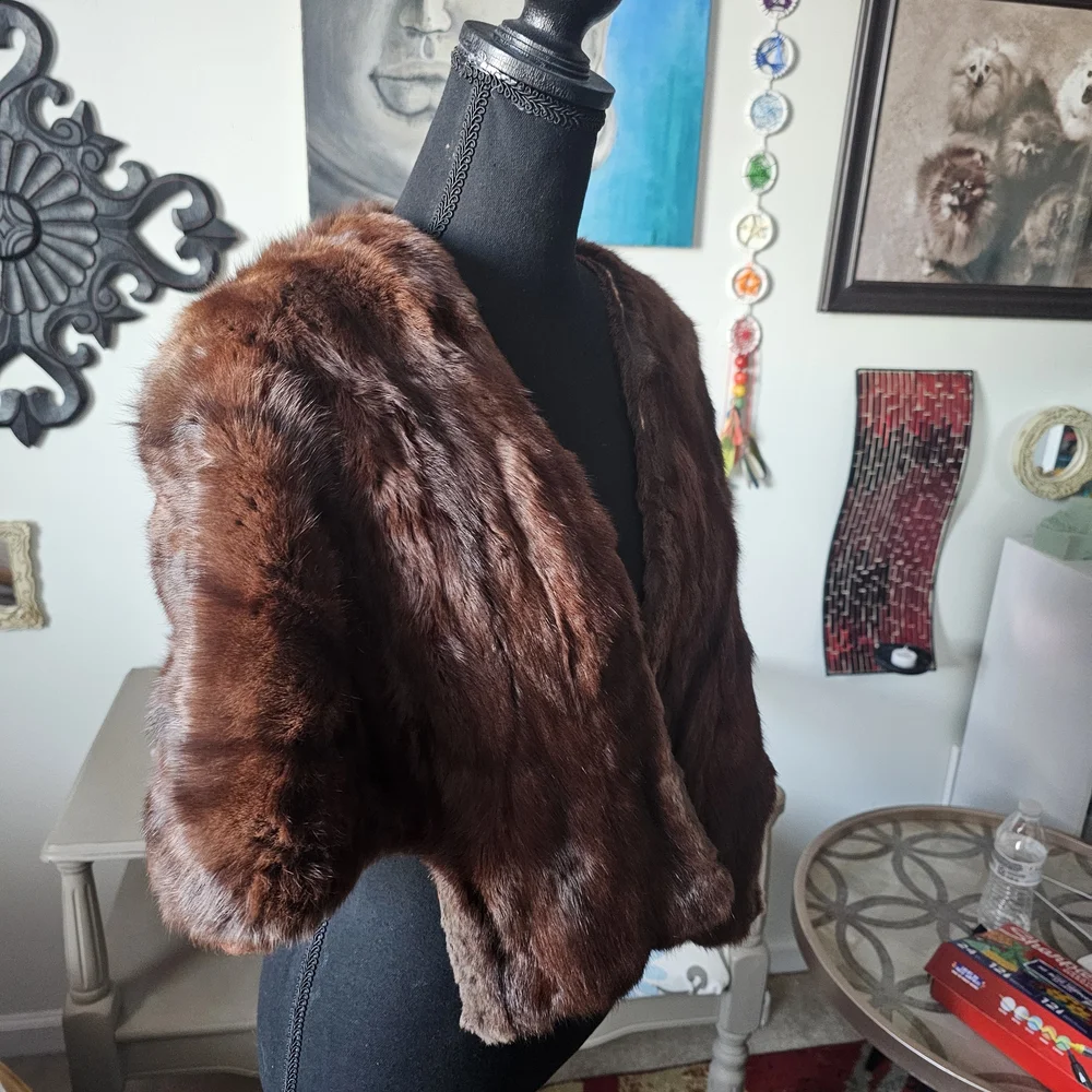 Vintage Brown Fur Stole/Wrap - Picture 3 of 7